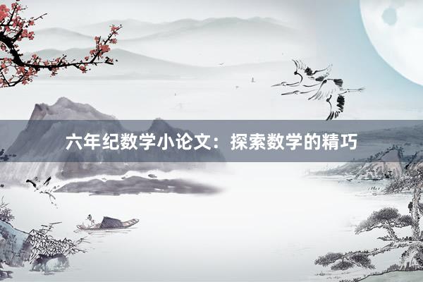 六年纪数学小论文：探索数学的精巧